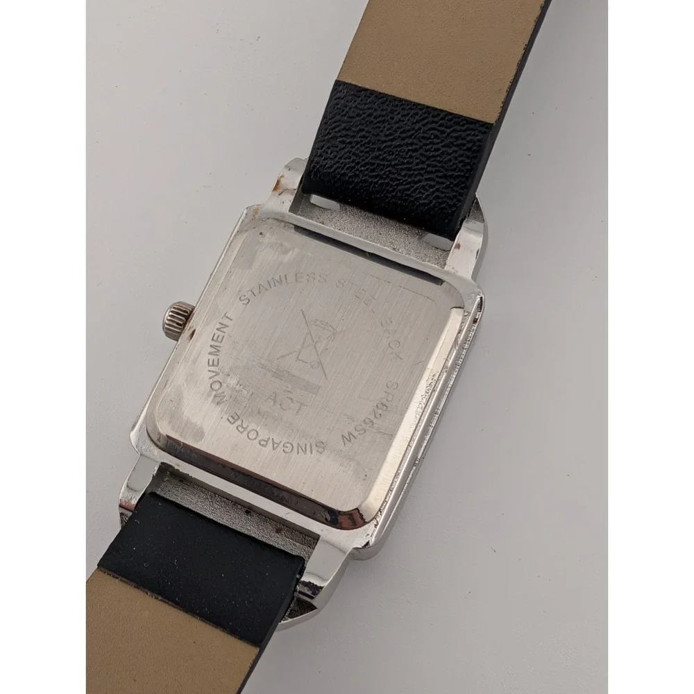 Avon Watch Women 26mm Silver Case Crystals‎ Black Band- New Battery